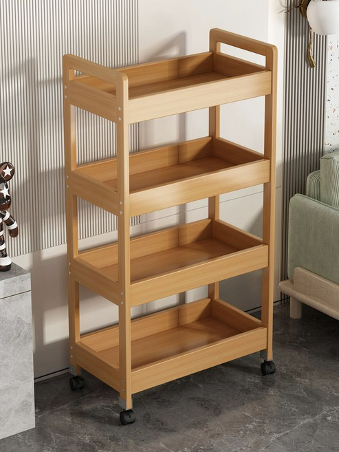 원목 트롤리 우드 주방, 내추럴 컬러 4단 43cm