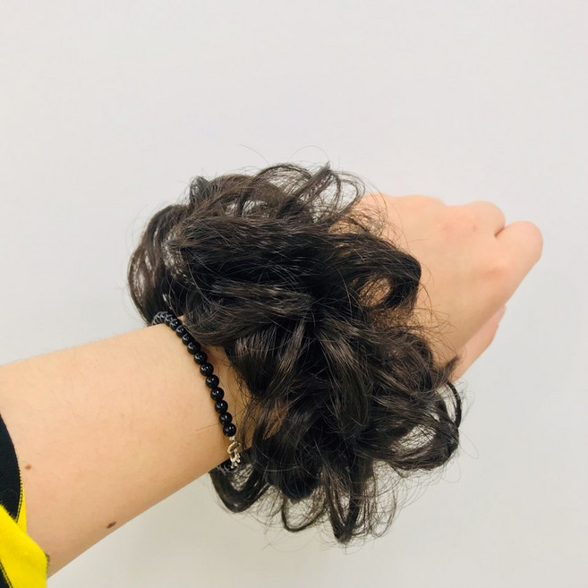 DU005 똥머리 곱창 가발 올림머리 명품 특이한 머리끈 6종, 밝은자연갈색, 1개