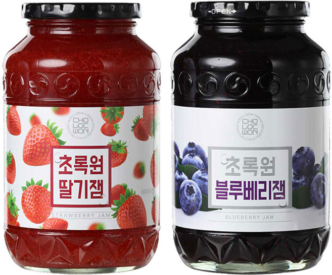 초록원 딸기잼 1kg + 블루베리잼 1kg/과일잼, 2개