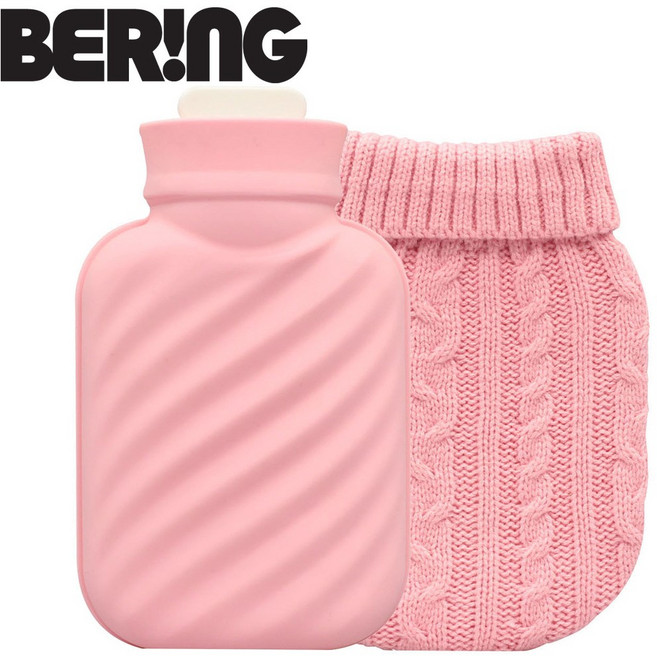 베링 실리콘 전자렌지 OK 보온 물주머니 핫백 + 니트 커버 (얼음주머니 겸용), 1개