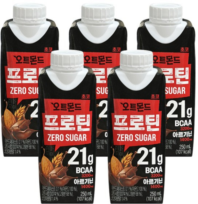 롯데 오트몬드 프로틴 제로슈거 초코, 250ml, 5개