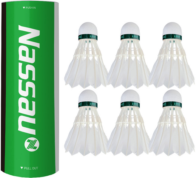 낫소 3in1 배드민턴 셔틀콕 (3/6/12 개입 선택) | 코르크 특수접착 내구성 강화 | 정확한 비행성 입문 연습용 셔틀콕, 1세트, 6개입, White