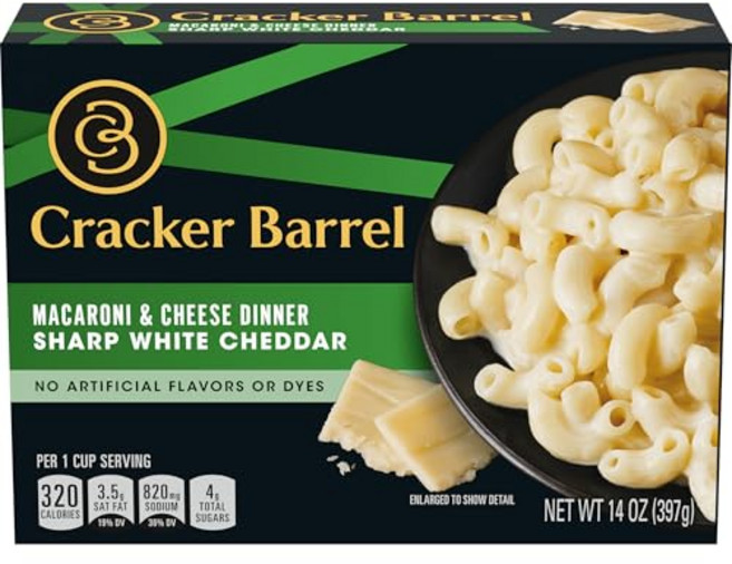 크래커 배럴 샤프 화이트 체다 마카로니 & 치즈 디너 14 Cracker Barrel Mac and Cheese 1 Box for Easy Dinner or Dinner Si, 14온스(1팩), 397g, 1개