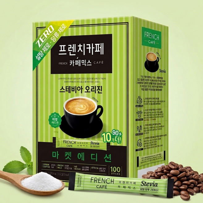 카페믹스 스테비아 오리진 100t 남양 프렌치카페 회사 음료 탕비실 커피 용, 10.2g, 100개입, 1개