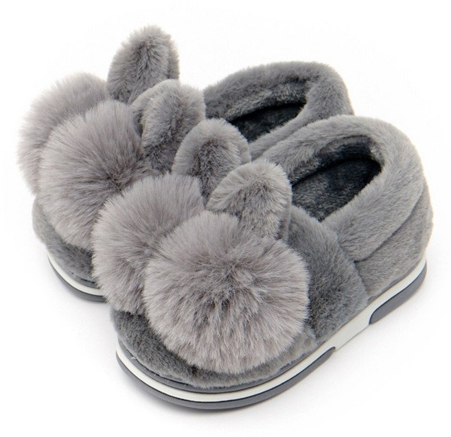 달콩슈 아동용 털 실내화 슬리퍼 방울 토끼 방한 신발 DSF-BR09