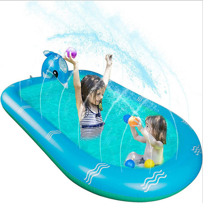 現貨pvc充氣海豚噴水池/恐龍噴水池/充氣游泳池/充氣噴水墊, 1個, 如圖所示