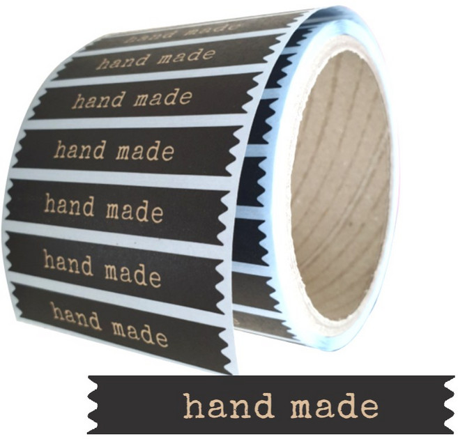 핸드메이드 스티커 크라프트 크래프트 롤 지그제그 라벨 블랙 500매, 1롤