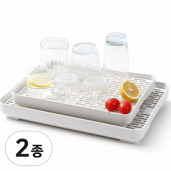 사무실 텀블러 건조대 식기건조트레이 미니 싱크대 컵건조대, 2개, 그레이중형, 1단