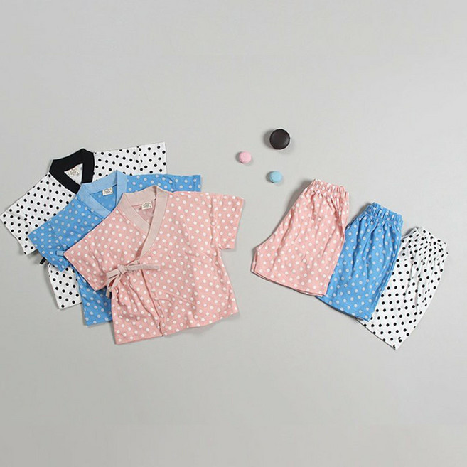 아이꼼므 남아 여아 면소재 반팔 생활 한복 둥근 한복 세트