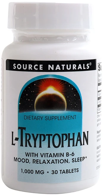 소스내츄럴스 L-트립토판 1000mg 비타민 B-6 포함 타블렛, 30정, 1개 - 쿠팡