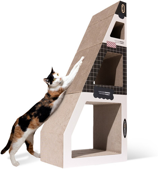 꼬물리 요리조리 고양이 스크래쳐 대형 숨숨집 수직, 1개