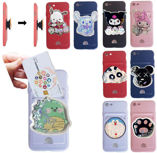 아이폰16프로 (iPhone 16 Pro) -울릿불릿-반짝이거치대- 카드수납 실리콘 범퍼 손가락 걸이 핑거톡 휴대폰 케이스