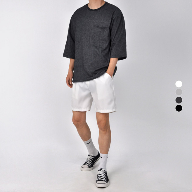 가이스토리 남성용 오버핏 마커 박스 7부 티셔츠