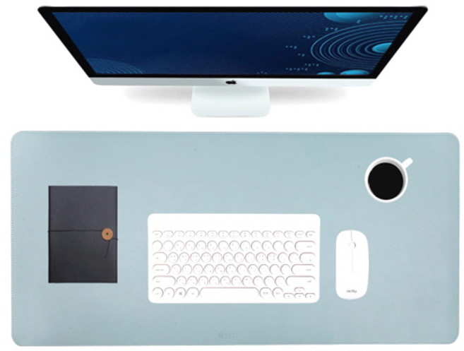 야스트 가죽 데스크 매트 책상 패드 테이블 논슬립 와이드 대형 마우스 장패드, 스카이블루