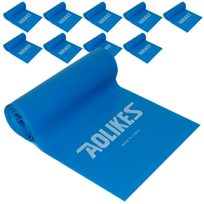 AOLIKES 라텍스 밴드 손잡이 요가 필라테스 스트레칭 탄력밴드 다양한 옵션, 블루, 10개