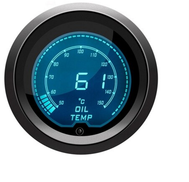 타코메타 52mm 타코미터 RPM 부스트 수온 오일 온도 압력 배기 게이지 전압계 LCD 디지털 디스플레이 7 가지 색상 자동차, Oil Temp Gauge, 1개
