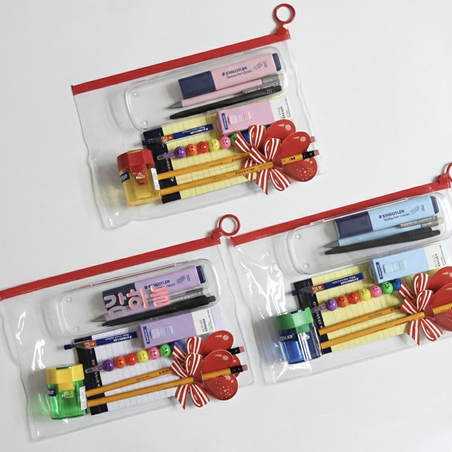 스테들러 문구 학용품 선물 세트 지퍼백 [커스텀 파스텔 톤 3색 문구류 스태들러 학생 연필 슬라이드 지우개 샤프 입학 졸업 신학기 새학기 시험 응원 필기구 굿즈 템], 1세트, 바이올렛 커스텀 제외