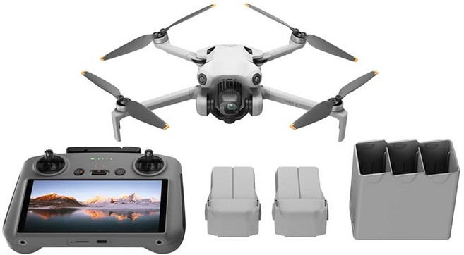 DJI 미니 4 프로 플라이 모어 콤보 RC 2 포함 카메라 드론 성인용 4K 무게 0549파운드249g 이하 3개 배터리로 최대 102분 비행 시간 스마트 귀환 기능 초보자용, Mini 4 Pro Fly More Combo (DJI, 1개