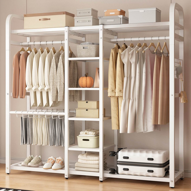 모던홈 철제 스탠드 시스템 드레스룸 행거, 화이트