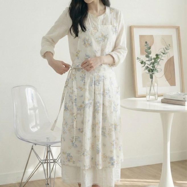 르온데이 퓨어 예쁜 공방 주방 앞치마, 1개, 화이트