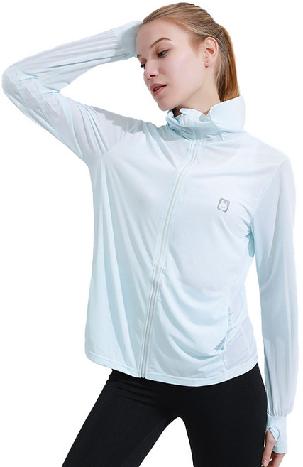 Aibitoo 冰絲防曬外套 UPF50+ 抗UV 涼感 防曬衣 男女適用 清新藍 均碼