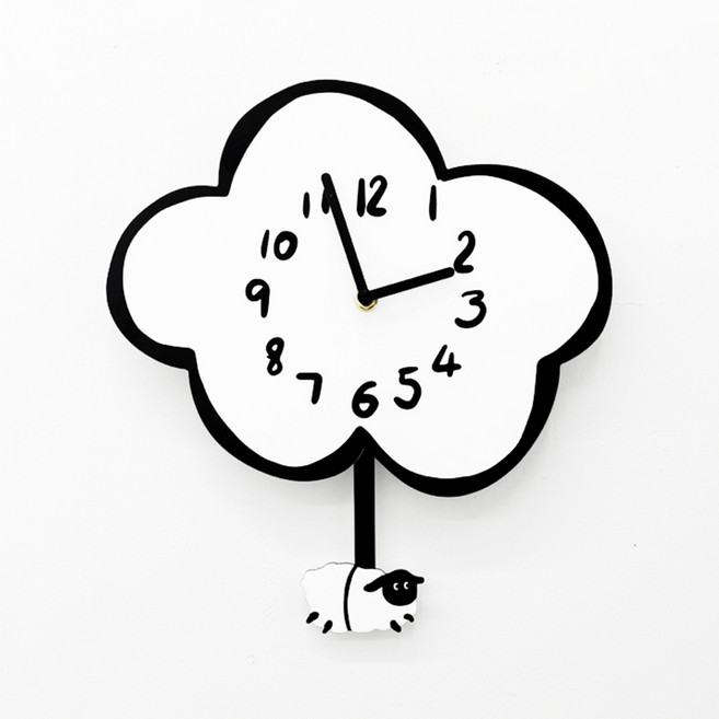 청년리빙 구름 양 무소음 스윙 벽시계, 단일옵션(AA건전지2개증정)