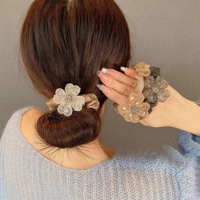 (1+1+1)3개세트큐빅 헤어 네잎크로버 머리끈