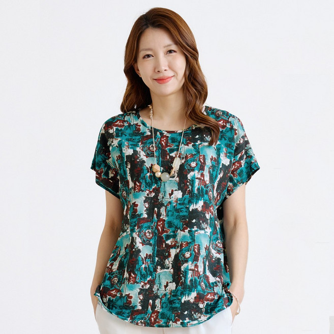 여성용 인견 가오리 블라우스 여름 시원한 반팔 티셔츠 엄마옷