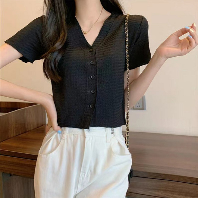 에리페 여성용 베이직 플리츠 반팔 가디건