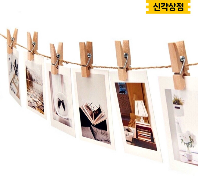포토 나무집게 벽 꾸미기 사진걸이 인생네컷 폴라로이드 인테리어, 나무집게(20P)세트