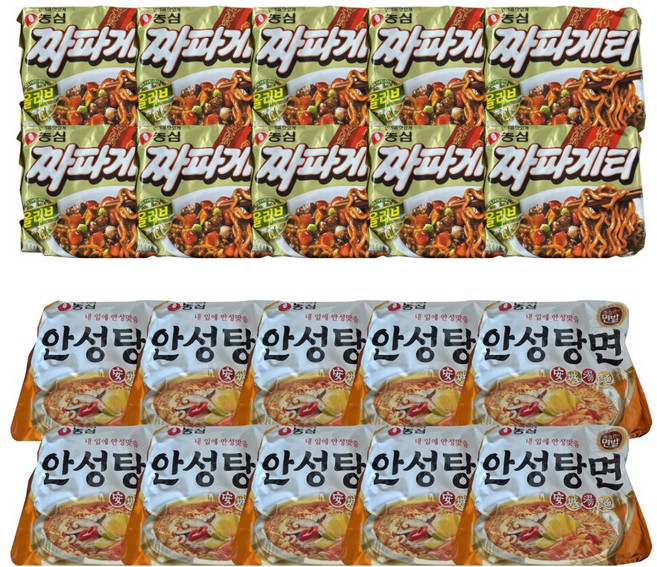 농심 짜파게티 10개 + 안성탕면 10개 (총 20봉), 20개