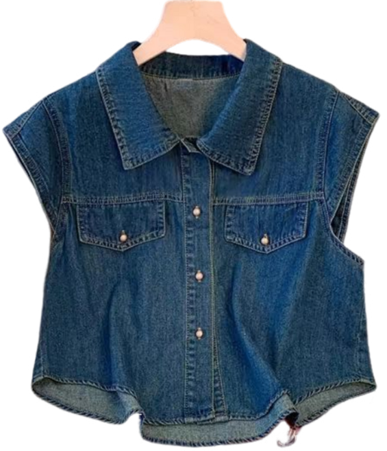 여름 여성용 베이직 캐주얼 짧은 데님 자켓