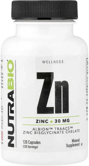 단백질 비타민 철분 마그내슘 칼슘 NutraBio 아연 30mg 캡슐 120정 고루고루섭취해주세요, 1개 - 쿠팡