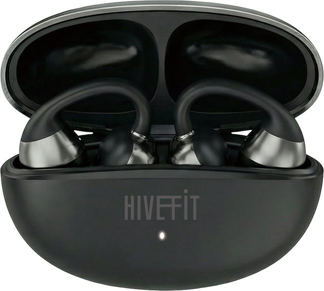 하이브핏 클립팟 오픈형 블루투스 이이폰, 블랙, OH-BS01