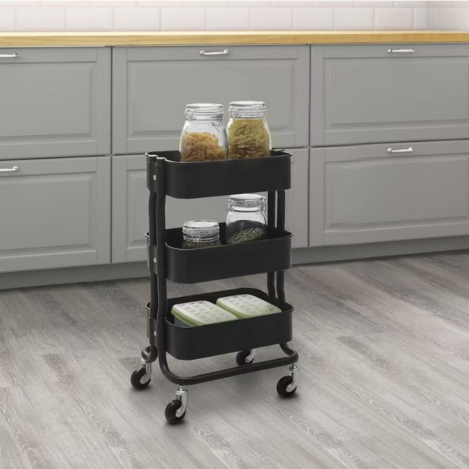 이케아 RASHULT 로스훌트 카트 38x28x65 cm, 블랙 304.459.91