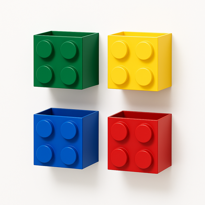 토도샵 4가지 컬러 블럭 미니 자석 수납함 4개입, 혼합색상, 1개