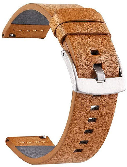 스마트워치 가죽 스트랩 20mm 22mm 호환 밴드 교체용 줄 (브라운) - Amazfit Balance 2 Bip 5 T-Rex 3 등 다양한 모델 호환, 갈색