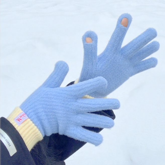보네아 엄지 검지 오픈 겨울 스마트폰 니트 터치 장갑 벗을 필요 없는 편리함
