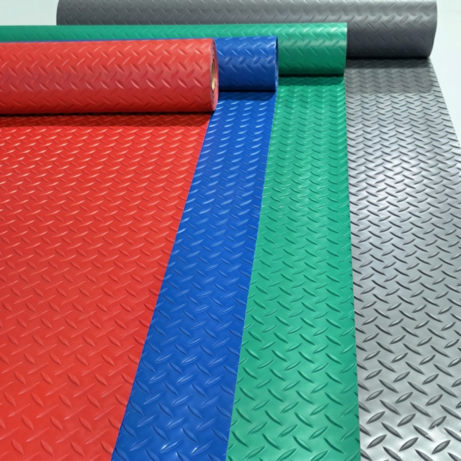 2.5T 폭90X길이100cm 철판무늬고무판 PVC 미끄럼방지 체크무늬고무매트 공장바닥 미끄럼방지 깔개 바닥패드 발판 깔판 산업용 논슬립 현관 주방 고무판 수영장 호텔 고무카페트, 1개, 녹색