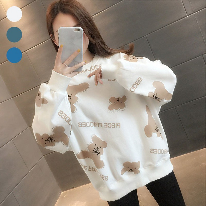 여성 레터링 맨투맨 티셔츠 캐주얼 패션 데일리 긴팔티 봄가을 간절기 라운드넥 여자맨투맨 이너티