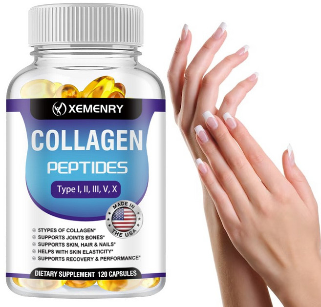 콜라겐 펩타이드 1800mg-유형 I II III V X-100% Natura 노화 방지 관절 건강, 3개, 60정