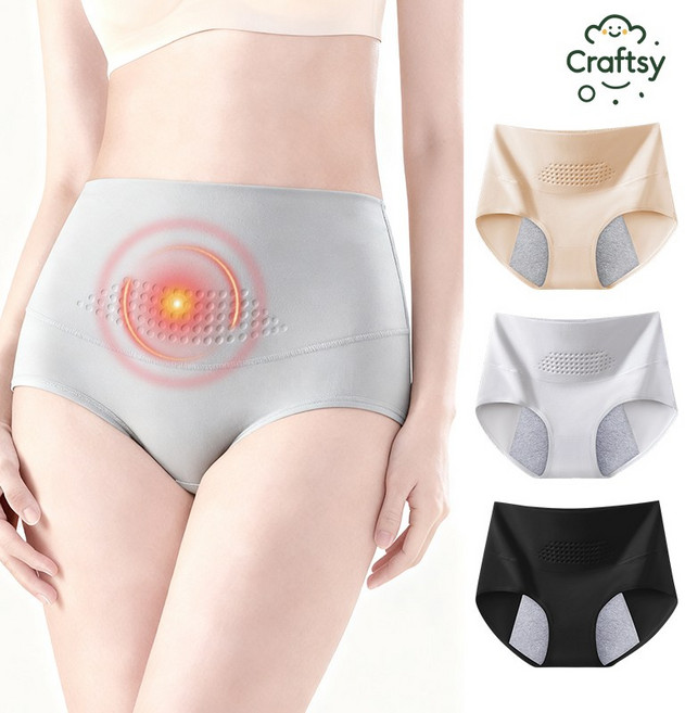 Craftsy 여성용 하이웨스트 샘방지 방수 면 생리 위생팬티 3종 세트