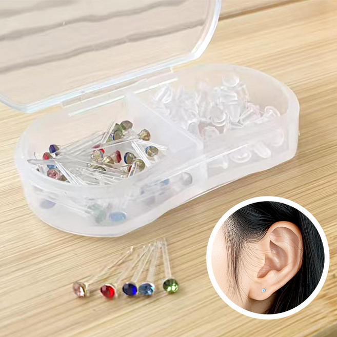 깔끔더하기 큐빅 귀걸이 귀막힘 살튀방지 40p + 케이스