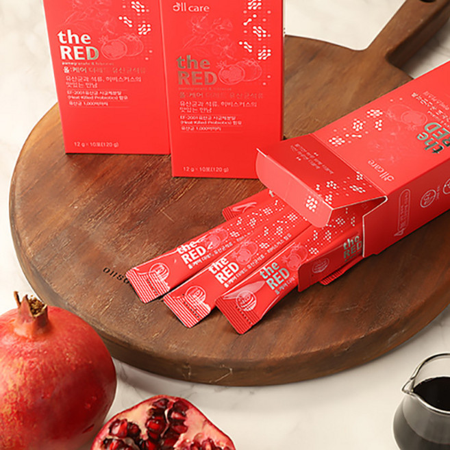 (웰빙바이오)올케어 더 레드 유산균 석류 3박스(1박스 12g 10포)/스틱/유산균 1000억 마리