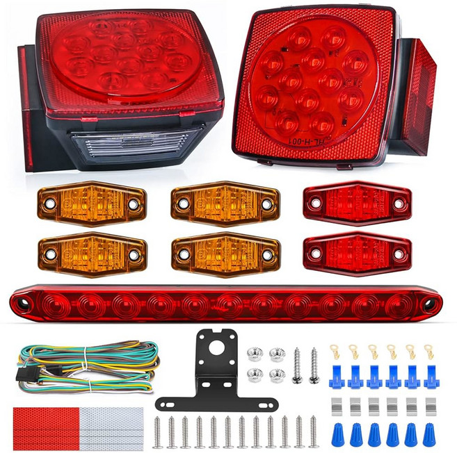 NILIGHT 2PCS 스퀘어 IP68 라이트 LED 키트 트레일러 프로파일 잠수정 로우, Trailer Light Bundle Kit