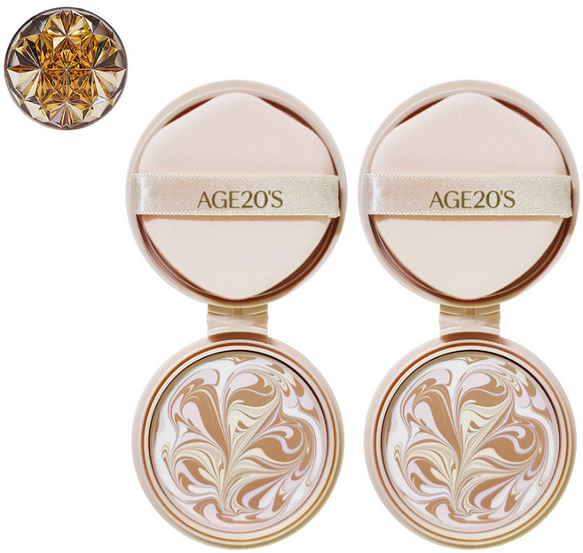 에이지투웨니스 에센스 커버 팩트 오로라 골드에디션 리필, 21호, 2개