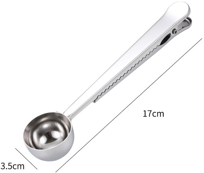 내구성 2 In 1 커피 특종 스테인레스 스틸 다기능 가방 씰링 클립 카페 용품 콩 차 우유 분말, 03 Silver, 1개