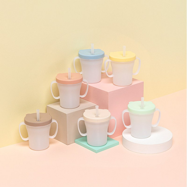 에디슨 베이비 흘림방지 빨대컵 1+1, CU1349+CU3543 옐로우+핑크, 2개, CU1349+CU3543 옐로우+핑크, 200ml