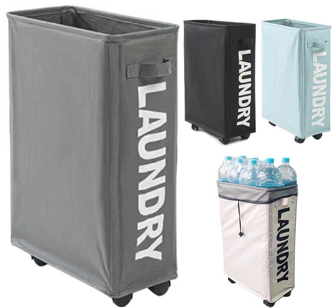 깔끔더하기 이동식 틈새 바구니 빨래통 요가매트 보관함, 다크그레이, L사이즈, 1개