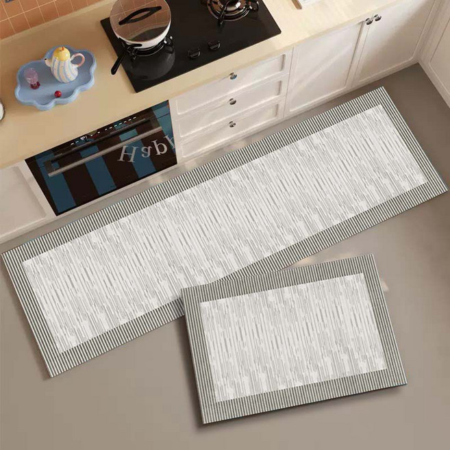 ZERA 규조토 발매트 2종 세트 주방 미끄럼 방지 흡수 매트 사이즈 업그레이드 두께 업그레이드 4mm 1+1 다용도 바닥 매트, 1세트, 01-현대적인 줄무늬